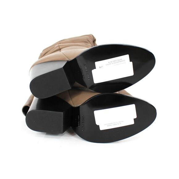 Anine Bing Sylvie Slouchy Over The Knee Boots Taupe Leather Block Heel NEW Sz 37 - Picture 5 of 7